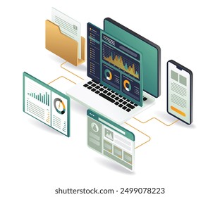 Devices including a laptop, tablet, and smartphone for an analyst