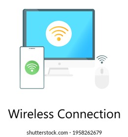 Devices with internet connection showing the wireless connection in gradient concept icon