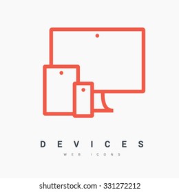 Devices isolated minimal single flat linear icon. Line vector icon for websites and mobile minimalistic flat design. Modern trend concept design