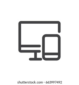 Devices line icon, outline vector sign, linear style pictogram isolated on white. Symbol, logo illustration. Thick line design. Pixel perfect graphics