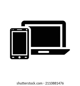Dispositivos, icono móvil. Gráficos vectoriales negros.