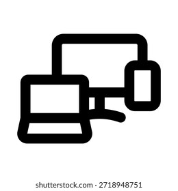 Icono de línea moderna de dispositivos. Profesional símbolo de Vector mínimo que representa la tecnología de aparatos electrónicos y herramientas digitales.
