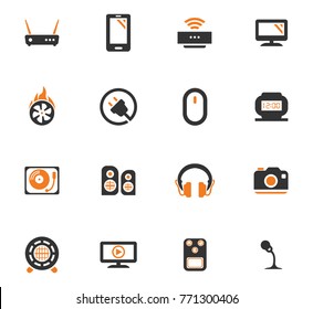 Devices orange vector icons for user interface design