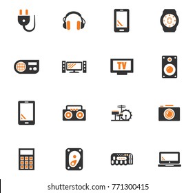 Devices orange vector icons for user interface design