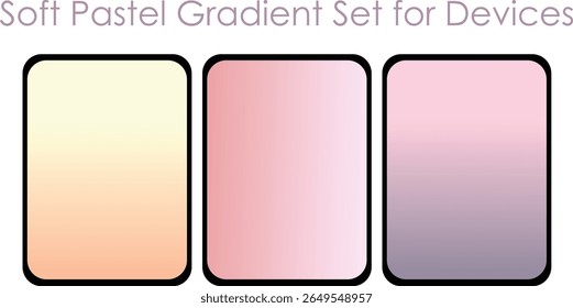Devices, pc and modern smartphone screen soft color palette backgrounds ux and ui design illustration. Soft color transparent gradient smooth and vibrant background set.