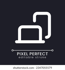 Devices pixel perfect white linear ui icon for dark theme. Connected gadgets. Active sessions. Vector line pictogram. Isolated user interface symbol for night mode. Editable stroke. Poppins font used