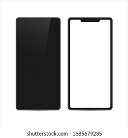 Devices in realistic trendy design on blank background. smartphone with empty screens. Mock up. Blank screen isolated.