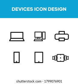 Iconos de línea relacionados con dispositivos. Equipos y teléfonos móviles conjunto de iconos lineales vectoriales. 