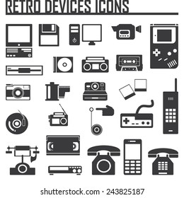 Devices retro old set icon vector illustration