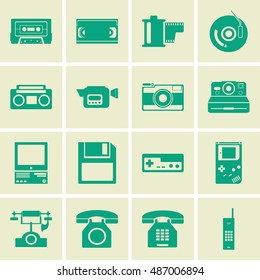 Devices retro old set icon vector illustration