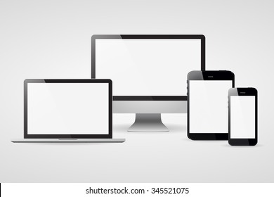 Devices screen tablet laptop and phone  with shadow