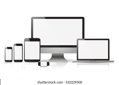 Devices screen tablet laptop and phone with shadow