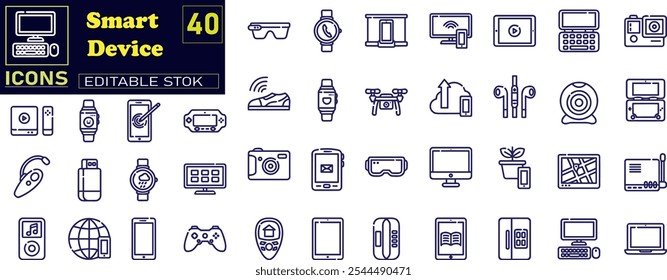 Devices set of web icons in line style. Electronic devices and gadgets icons .