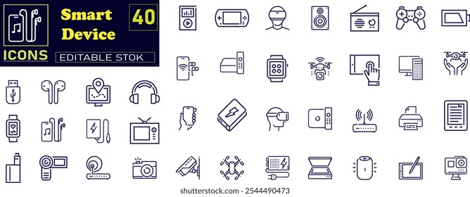 Devices set of web icons in line style. Electronic devices and gadgets icons .