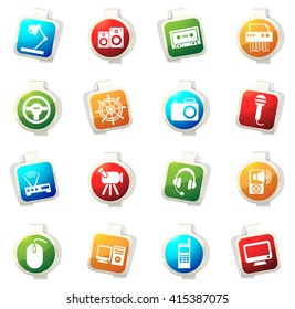 Devices stickers label icon set for web sites
