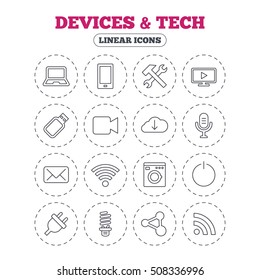 Devices and technologies icons. Usb, wi-fi.