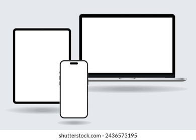 Devices template, Useful electronic mockup, Blank electronic mock, Notebook shape, Smartphone outline