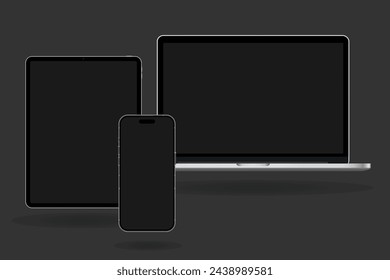 Devices template, Useful electronic mockup, Blank electronic mock, Notebook shape, Smartphone outline,