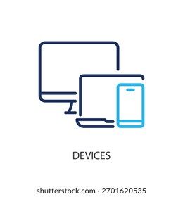Dispositivos de iconos de línea delgada. Ilustración vectorial original.