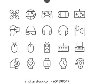 Devices UI Pixel Perfect Well-crafted Vector Thin Line Icons 48x48 Ready for 24x24 Grid for Web Graphics and Apps with Editable Stroke. Simple Minimal Pictogram Part 2-3