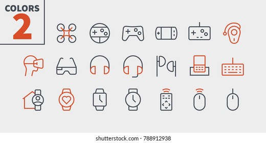 Devices UI Pixel Perfect Well-crafted Vector Thin Line Icons 48x48 Ready for 24x24 Grid for Web Graphics and Apps with Editable Stroke. Simple Minimal Pictogram Part 2-3