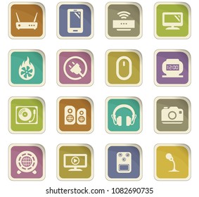 Devices vector colored paper stickers with icons