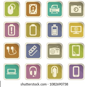 Devices vector colored paper stickers with icons