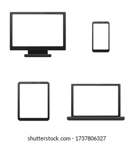 Devices vector illustration in simple design with blank screen isolated on white background 