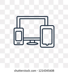 Devices vector outline icon isolated on transparent background, high quality linear Devices transparency concept can be used web and mobile