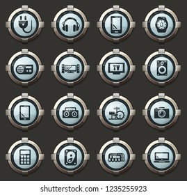Devices vector stylish round buttons for mobile applications and web