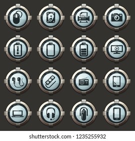 Devices vector stylish round buttons for mobile applications and web