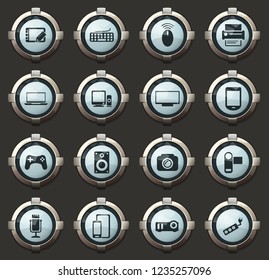 Devices vector stylish round buttons for mobile applications and web