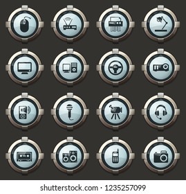 Devices vector stylish round buttons for mobile applications and web
