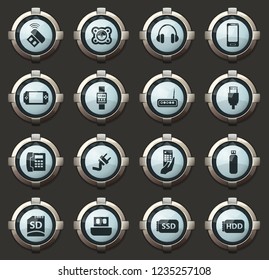 Devices vector stylish round buttons for mobile applications and web