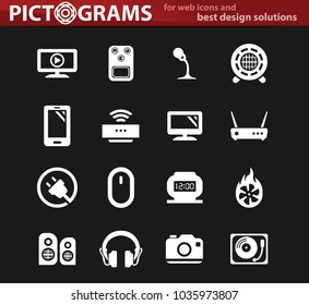 Devices vector white icons for user interface design