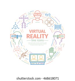 Devices for virtual reality (VR). Vector virtual reality concept for banners, flyers, cards, web and mobile applications. AR glasses and head-mounted display.