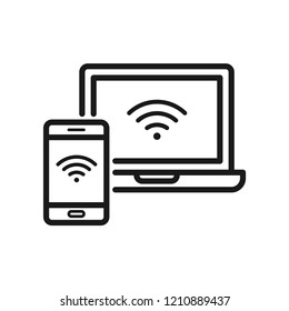 Devices with wifi. Simple flat design. Isolate on white background.