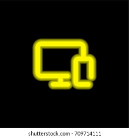 Devices yellow glowing neon ui ux icon. Glowing sign logo vector