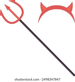 Devil accessories icon. Trident and horns. Hell symbols isolated on white background