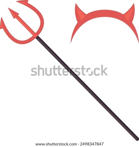 Devil accessories icon. Trident and horns. Hell symbols isolated on white background