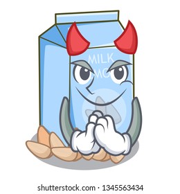 Devil almond milk in the cartoon bottle