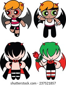 Devil and Angel Cartoons Set
