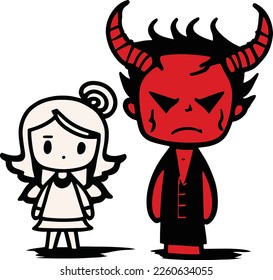 Devil and angel. Concept of good and evil..