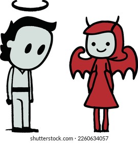 Devil and angel. Concept of good and evil..