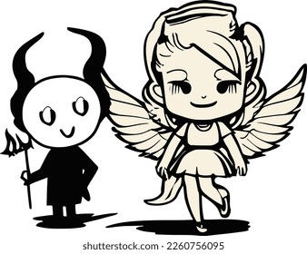 Devil and angel. Concept of good and evil..