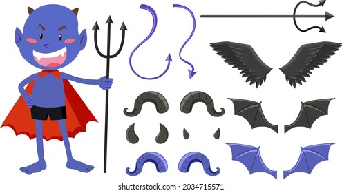 Ilustración de elementos de diseño de maldad y ángel