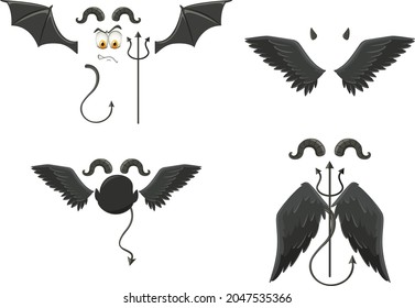 Devil and angel design elements illustration