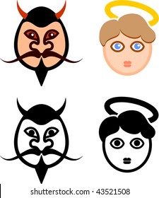 Devil and Angel Faces Original Vector Illustration Simple Image Illustration