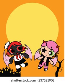 Devil and Angel Halloween Card