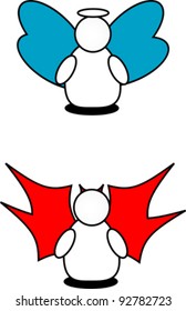 Devil and angel icon isolated